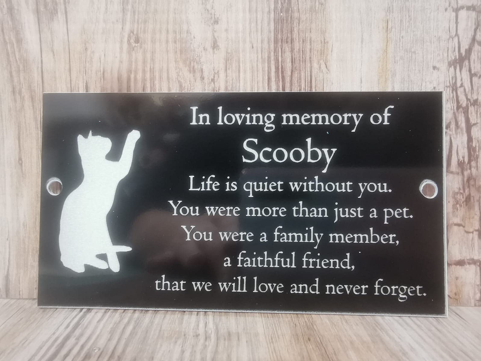 FSSS Ltd PERSONALISED ENGRAVED MEMORIAL CAT PET PLAQUE SIGN DIY HOME (White/Red)