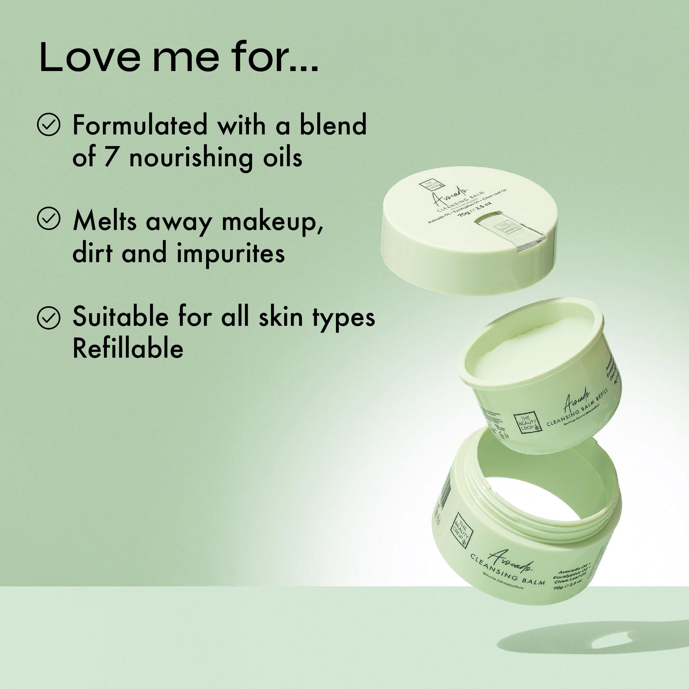 The Beauty Crop Avocado Cleansing Balm Refill - Nourishing & Hydrating, Suitable for All Skin Types Vegan Friendly - 70g - Image 3