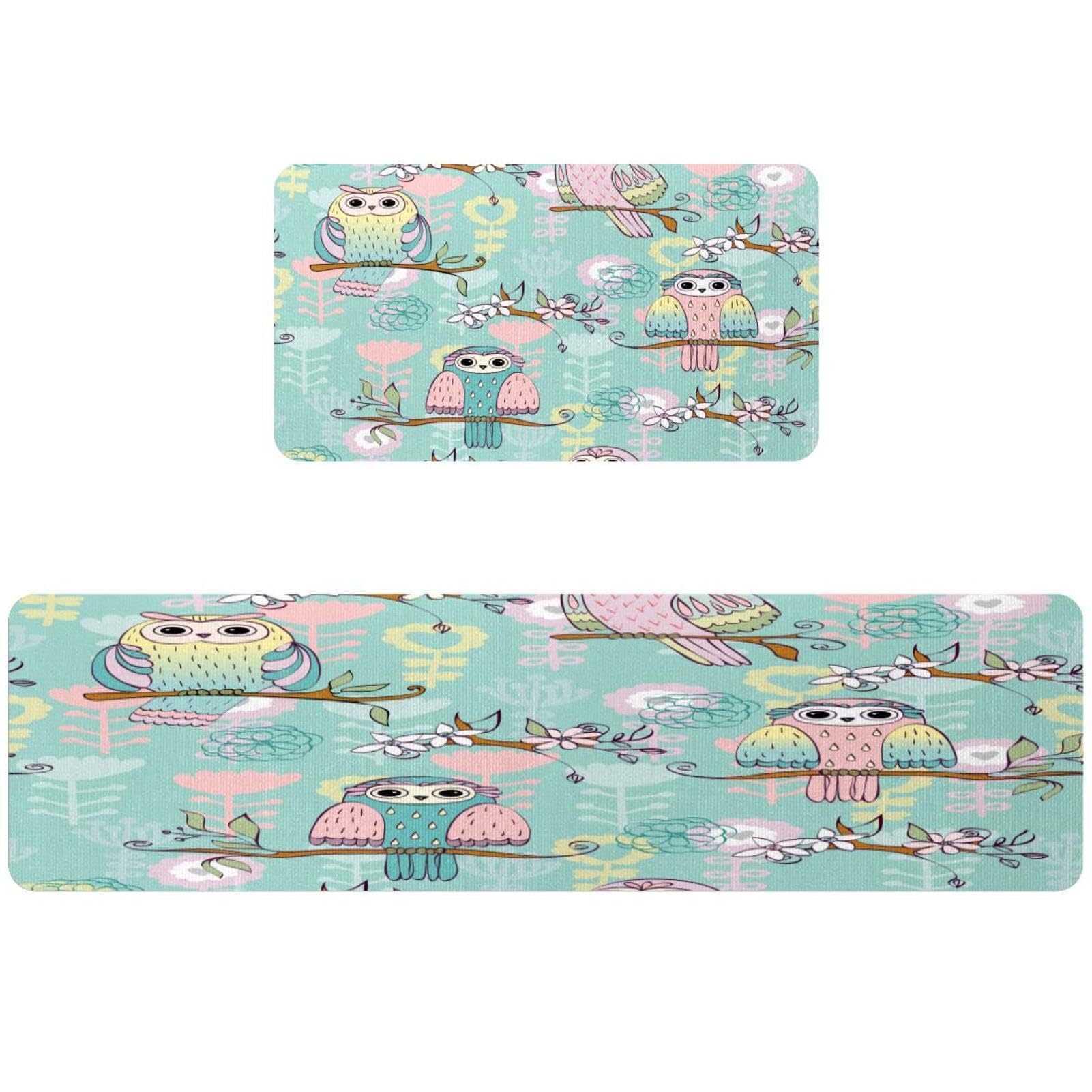 Tapis de cuisine hibou lot de 2 antidérapants et lavables pour votre buanderie