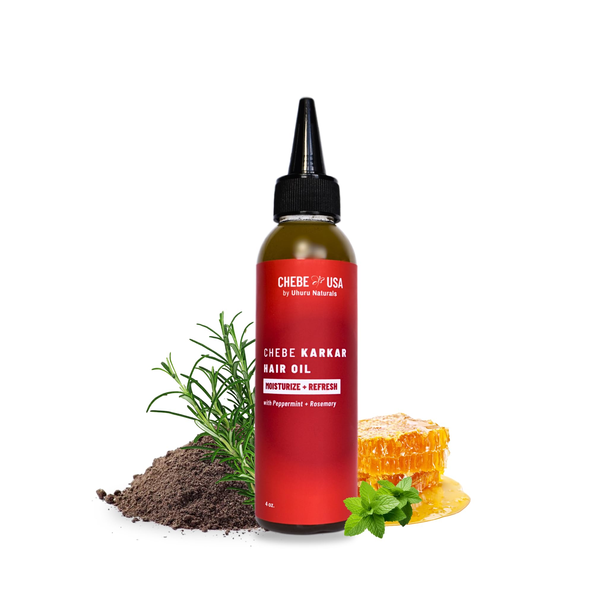 Uhuru Naturals Original Chebe Hair Oil with Karkar (4 Oz) - All-Natural Hair Oil- Contains Pure Ingredients and Essential Oils Promotes Strong and