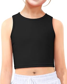 HASMES Girls Athletic Tank Tops Sleeveless Round Neck Basic Cute Dance Crop Tops for Kids 6-14Y Price In India