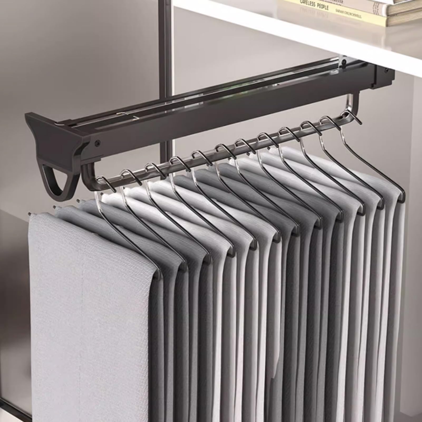 Varilla extraíble para armario, con soporte para ropa extensible de 45 kg, riel retráctil para ropa de aleación de aluminio, perchero extensible deslizante deslizante para amortiguación, barra extra