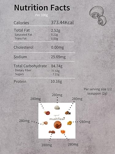 Miniatura 7 de Suplemento en polvo de hongos K-Food 7 con Phellinus linteus, Red Reishi, melena de león, Cordyceps, Chaga, Shiitake, Tremella fuciformis,