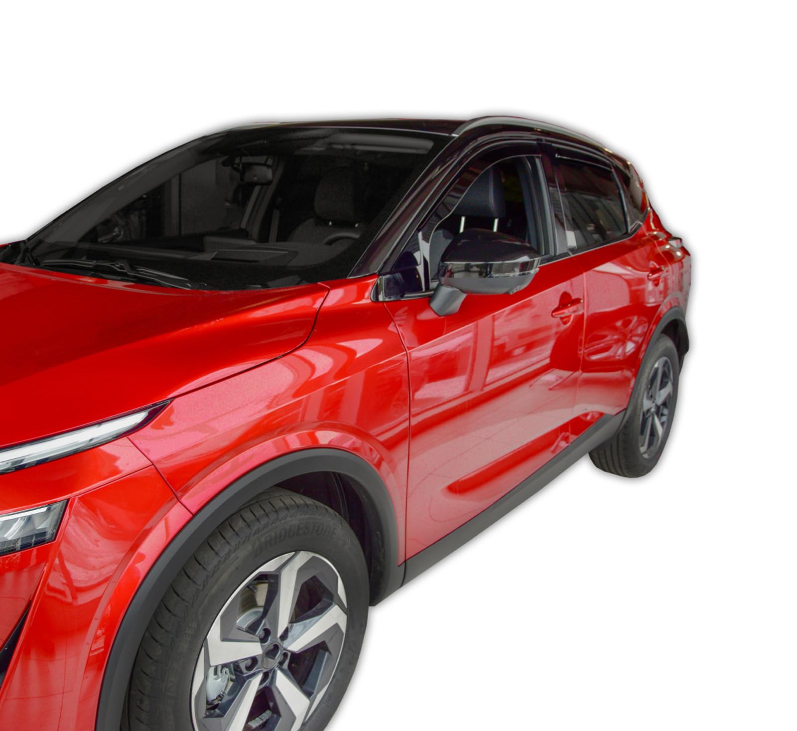 J&J AUTOMOTIVE GD Déflecteurs d'air et de Vent pour Nissan Qashqai 3 J12 Depuis 2021 4pcs, Teintés, Avant et Arrière, Aérodynamique