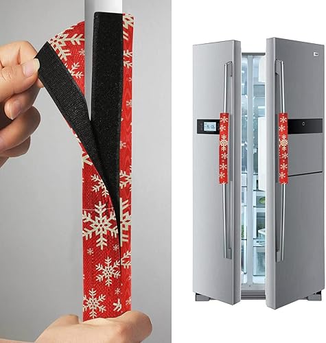 Miniatura 4 de Emelivor Juego de 2 fundas navideñas de madera para manija de puerta de refrigerador, guantes de repuesto para electrodomésticos de cocina que