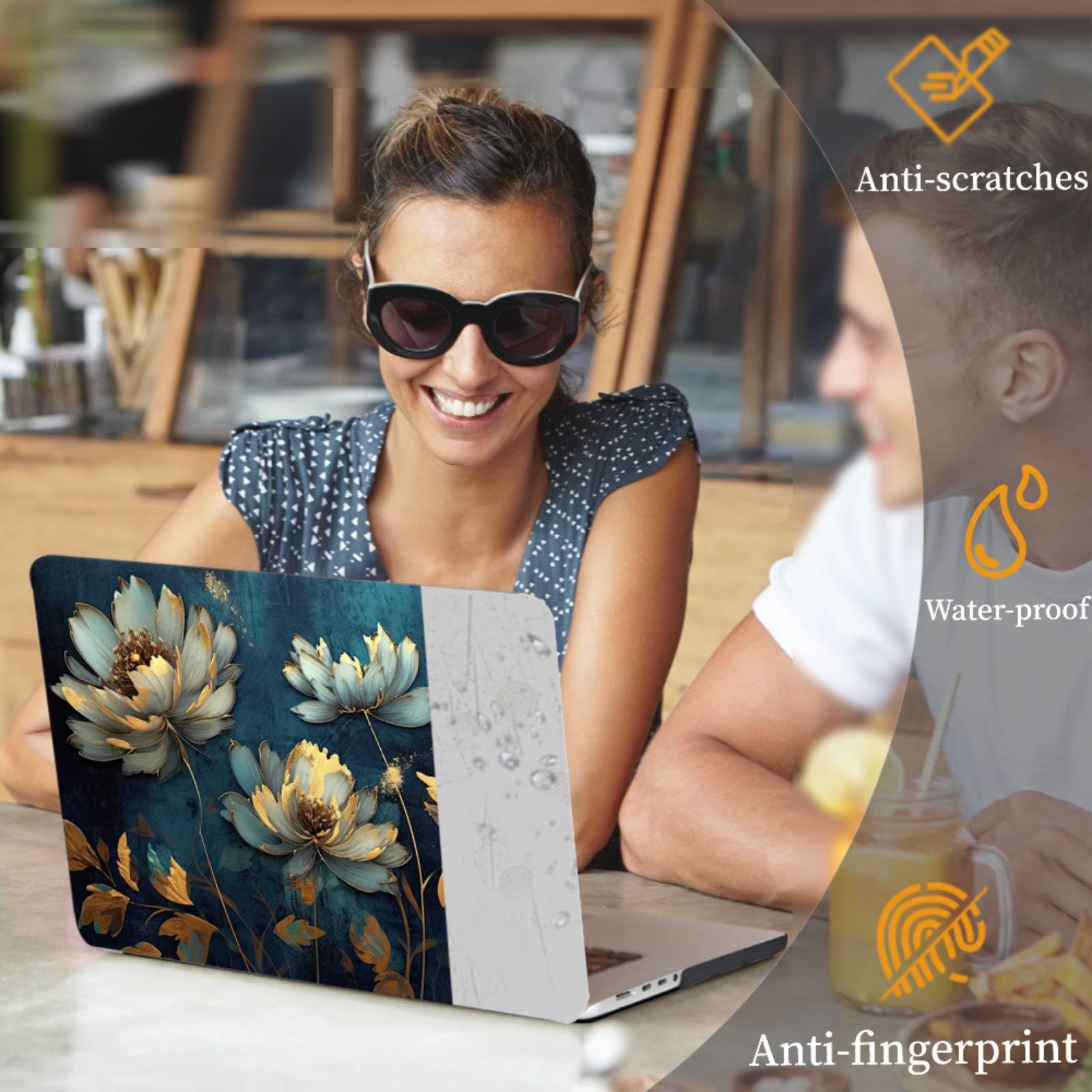 Estuche para Nuevo MacBook Air 15 Pulgadas 2025 2024 2023 Modelo M4 A3241 M3 A3114 M2 A2941 con Pantalla Líquida Retina, Funda in Plastica & Cubierta del Teclado, Flor Pintada al óleo