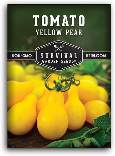 Miniatura 10 de Paquete de 2 semillas de tomate de pera amarilla para plantar, paquete con instrucciones para cultivar tomates dorados en tu huerto casero, variedad
