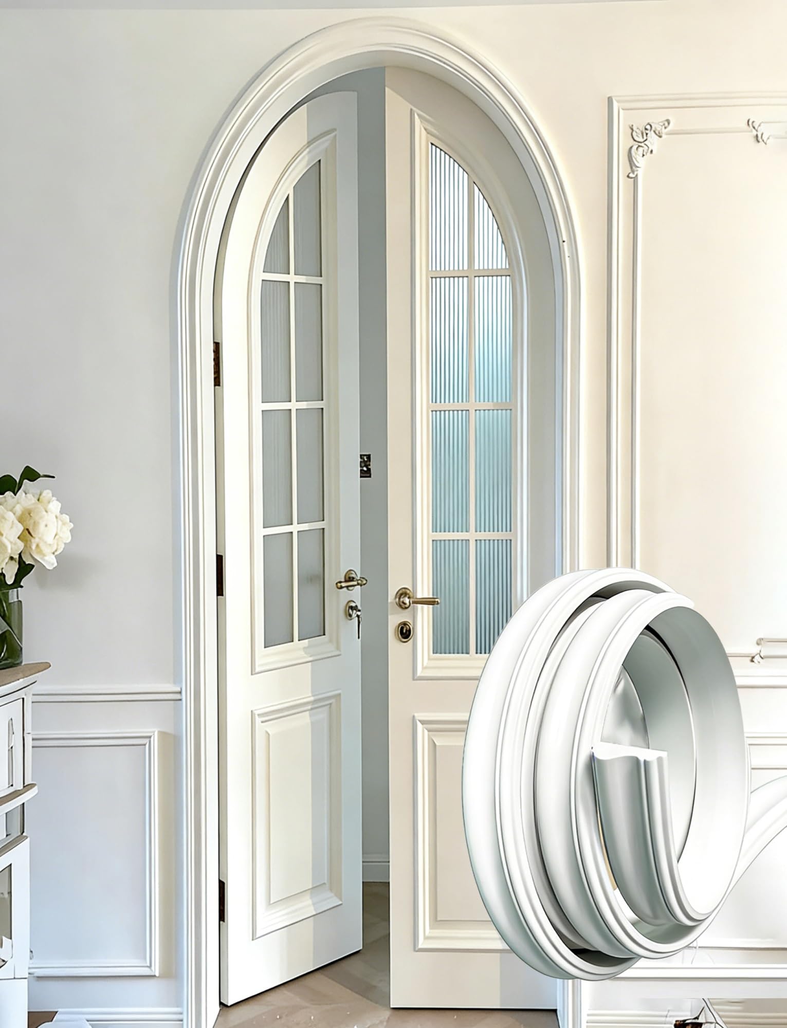 PULaif Wall Trim Arch Kit, Arch Trim Molding for Door Frame, Half Circle Design, Multiple Sizes DIY Decor(W 3cm/1.18in,L10m/32.8ft)