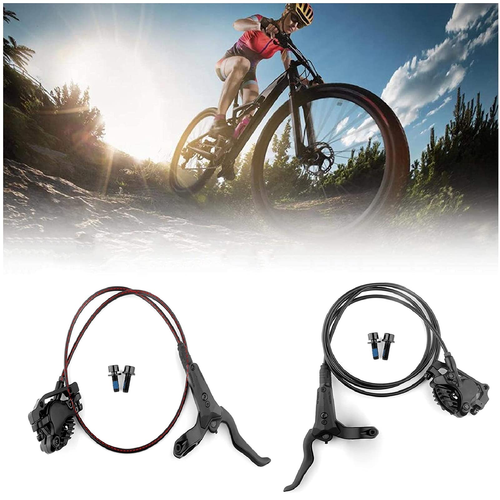VPPV Frenos de Disco Hidráulicos MTB 160mm, Aleación Aluminio 800mm 1550mm Delantero Trasero Frenos de Disco para Bicicleta de Montaña (Color : A Version)