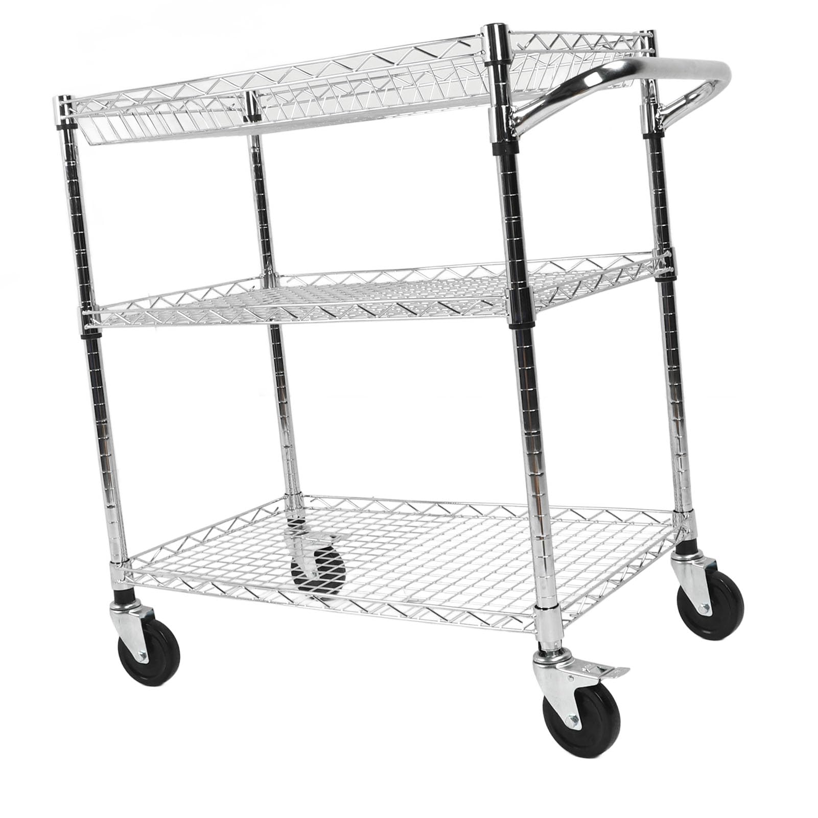 Ausla Carrello Portaoggetti con Rotelle, Carrello Portaoggetti con Rotelle a 3 Livelli in Acciaio Al Carbonio con Ripiani e Clip Regolabili, con in Metallo per Cucina Sala da Pranzo Garage Ufficio