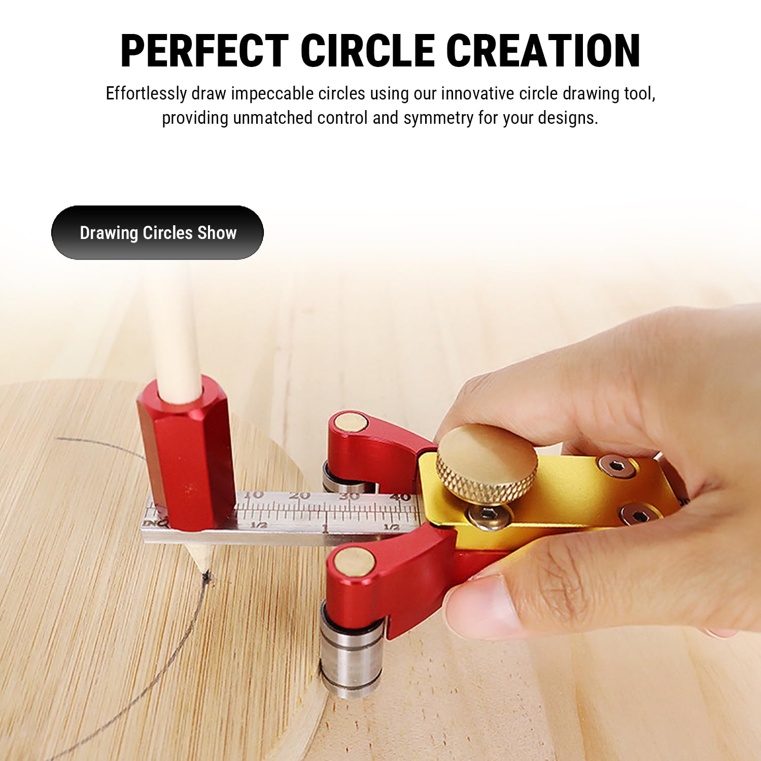 Uadme Wheel Marking Gauge, Woodworking Scribe Tool Set including Adjustable 200mm Sliding Rule with Wood Pencil - Image 4