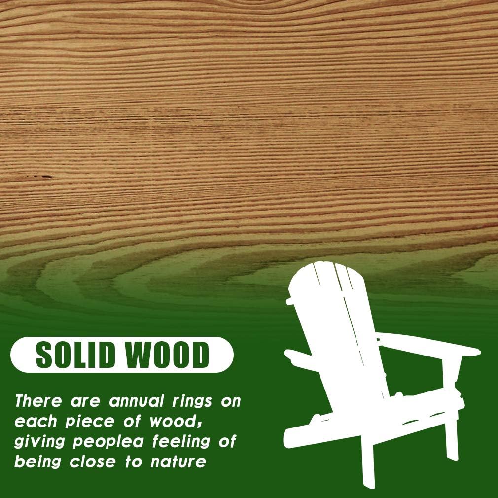 Adirondack Chair,Folding Wooden Lounger Chair，All-Weather Chair for Fire Pit/Garden/Fish with 250lbs Duty Rating，Natural : Patio, Lawn & Garden