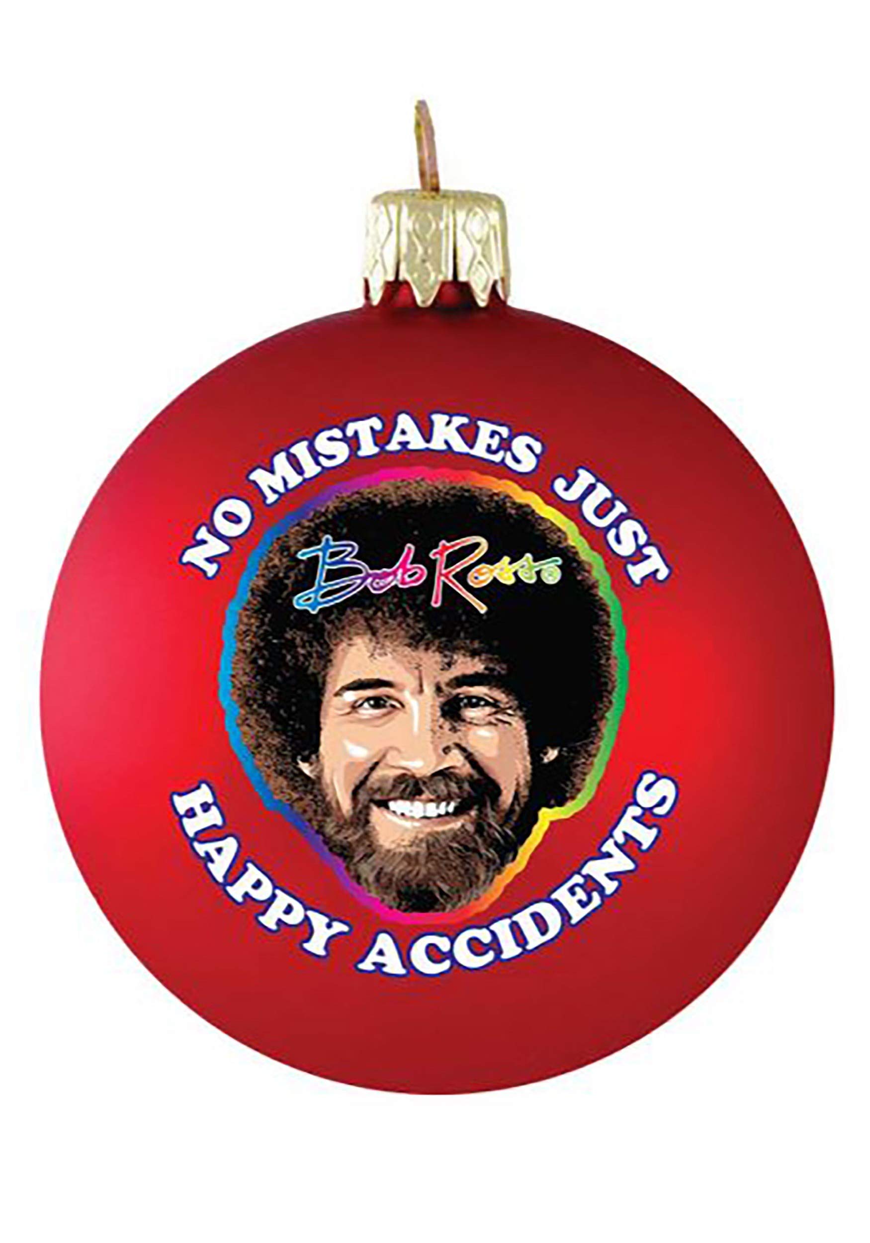 Kurt S. Adler 80MM Bob Ross Happy Accidents Ball Ornament, Multi-Color