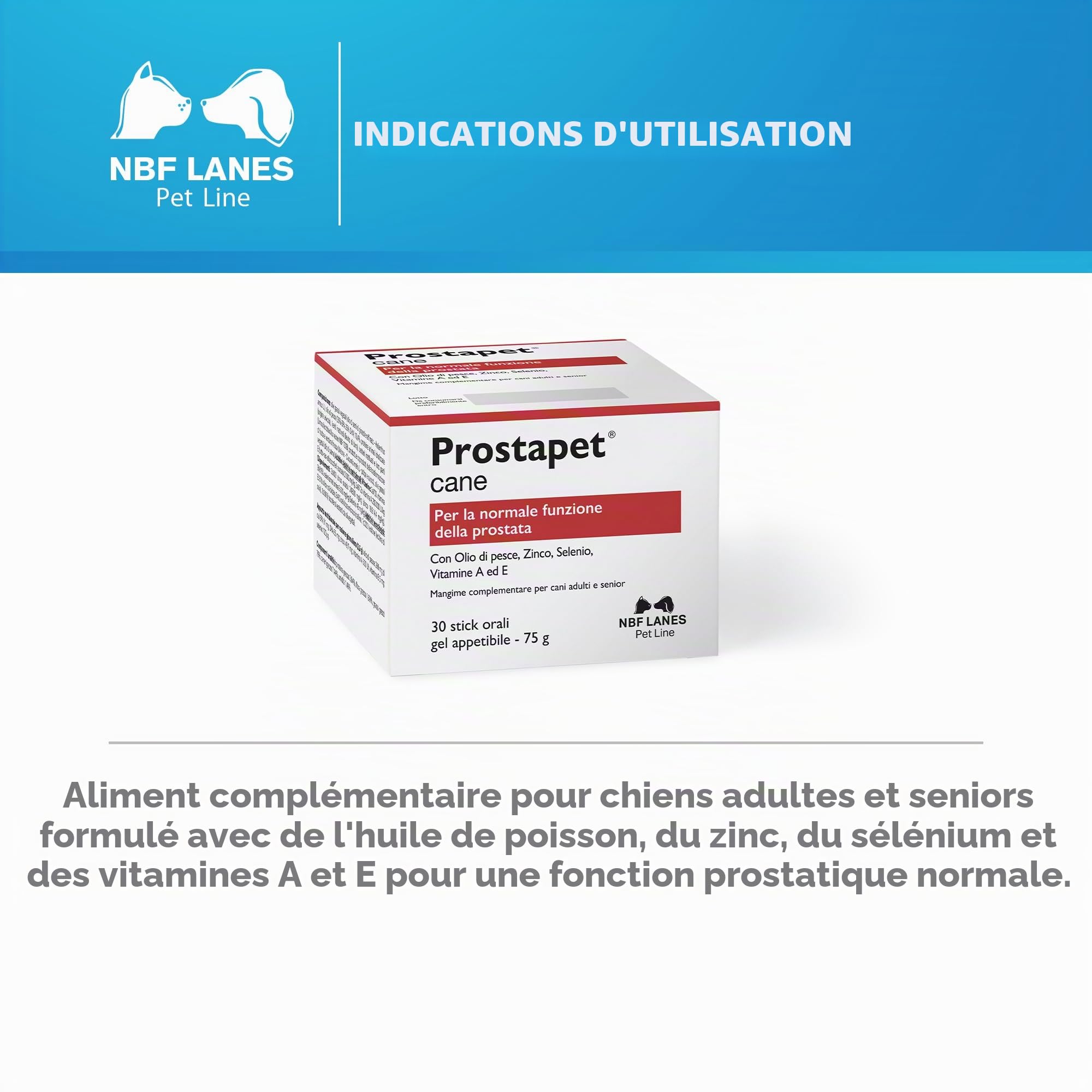 NBF Lanes | Prostapet Chien, Gel Appétissant 30 sachets de 2,5 g, pour la fonction normale de la prostate