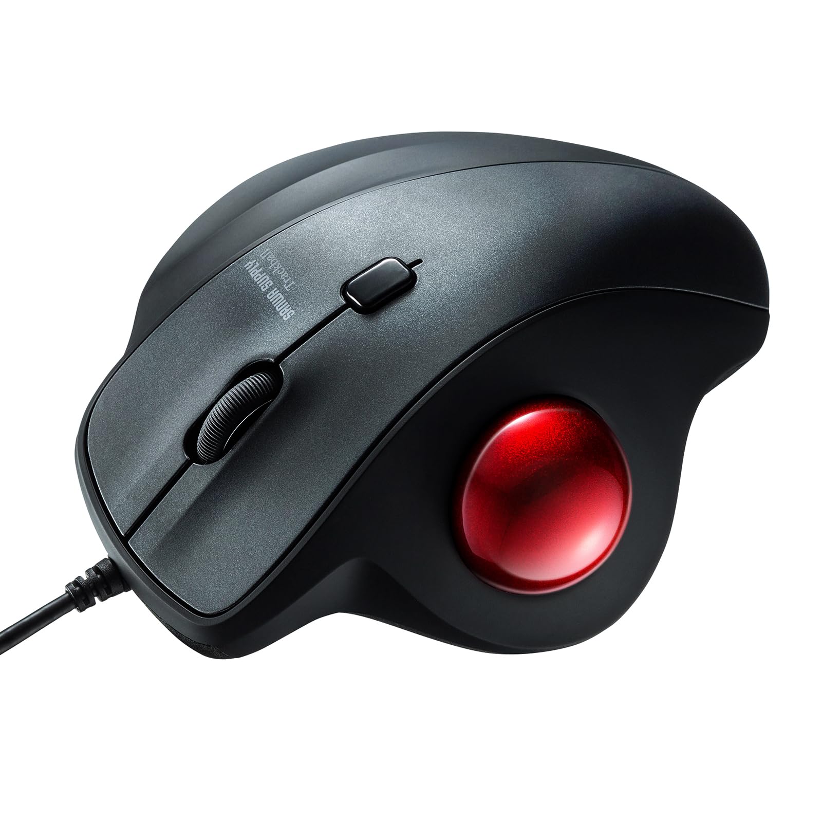 SANWA Trackball Maus mit Kabel, Leise Klik Mäuse, 600/800/1200/1600 DPI, USB-A & Type-C Anschluss, Vorbeugung Mausarm Tennisarm RSI, 34mm Ball Daumenkontrolle, Kompatibel mit Winows, Mac, PC, Schwarz