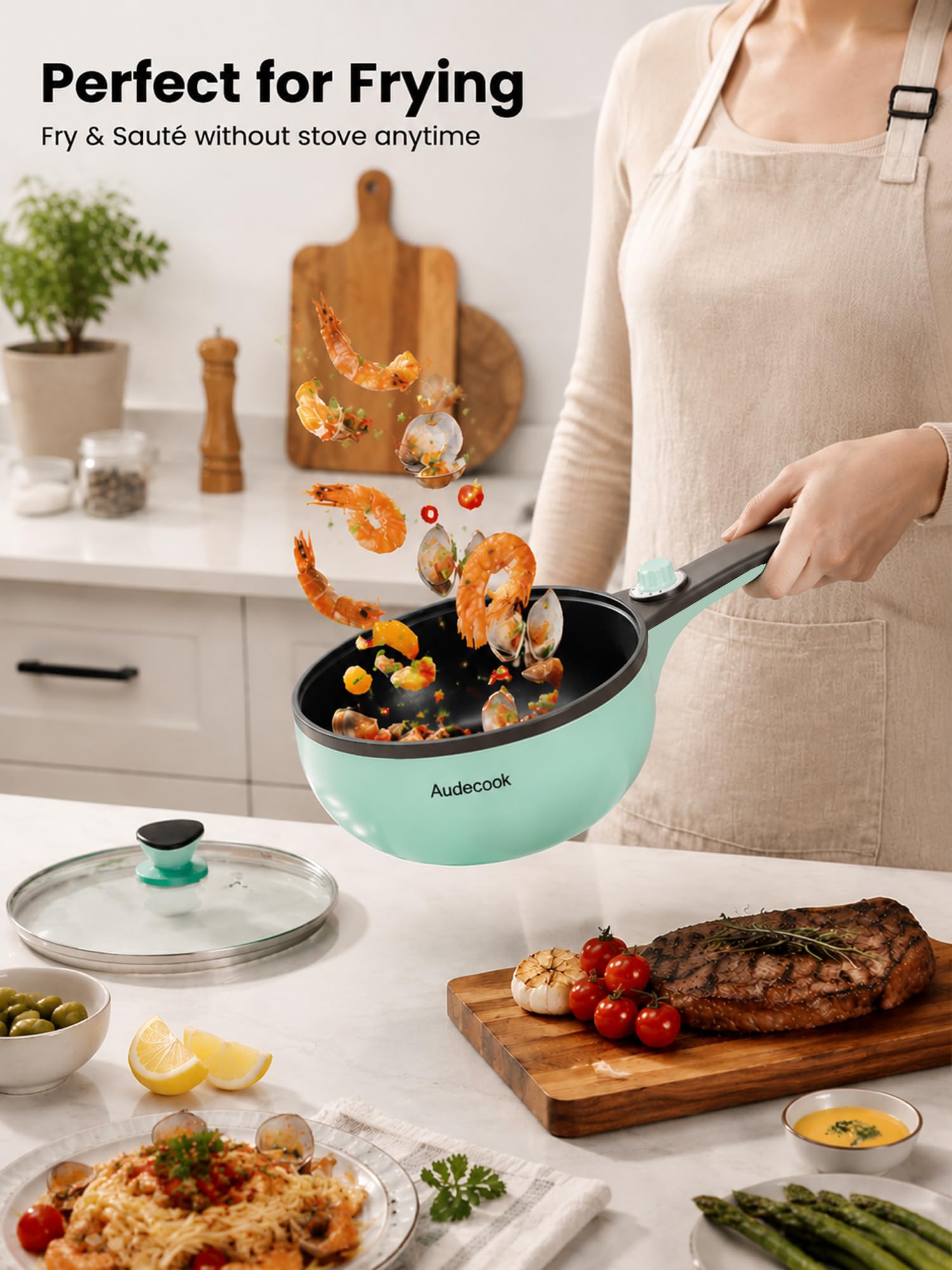 Audecook Elektrische Hot Pot Tragbarer Kochtopf Mini Elektrisch Hotpot