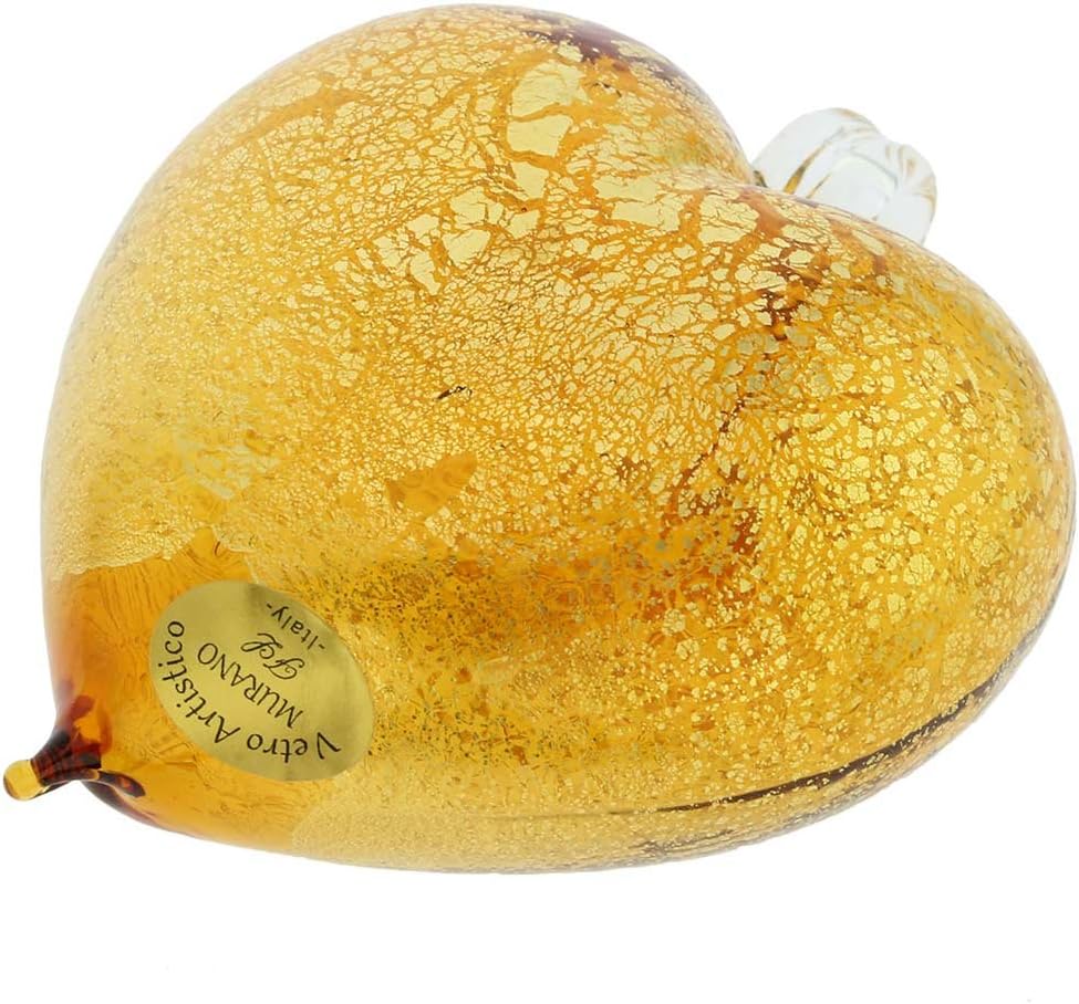 Glass Of Venice Murano Glass Heart Christmas Ornament - Golden Brown