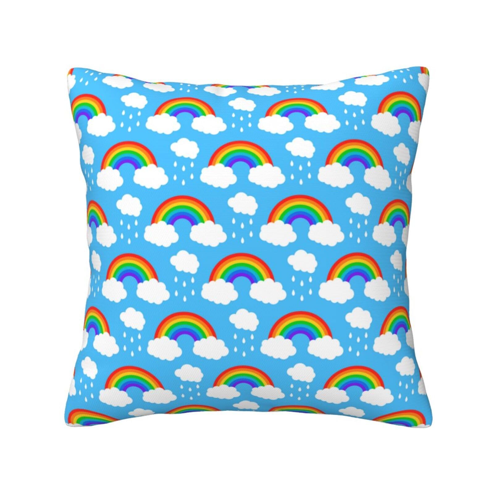 FFSHKOWE Rainbow Clouds Raindrop Decorative Throw Pillow Cover Double-Sided Printed Cushion Cover for Sofa Couch Bed Chair 30 x 30cm