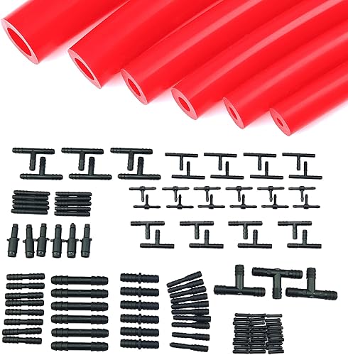 Ucreative 18" 532" 316" 14" 516" 38" Kit de manguera de vacío de silicona automotriz de alto rendimiento 6 piezas 5 pies con 113 conectores de