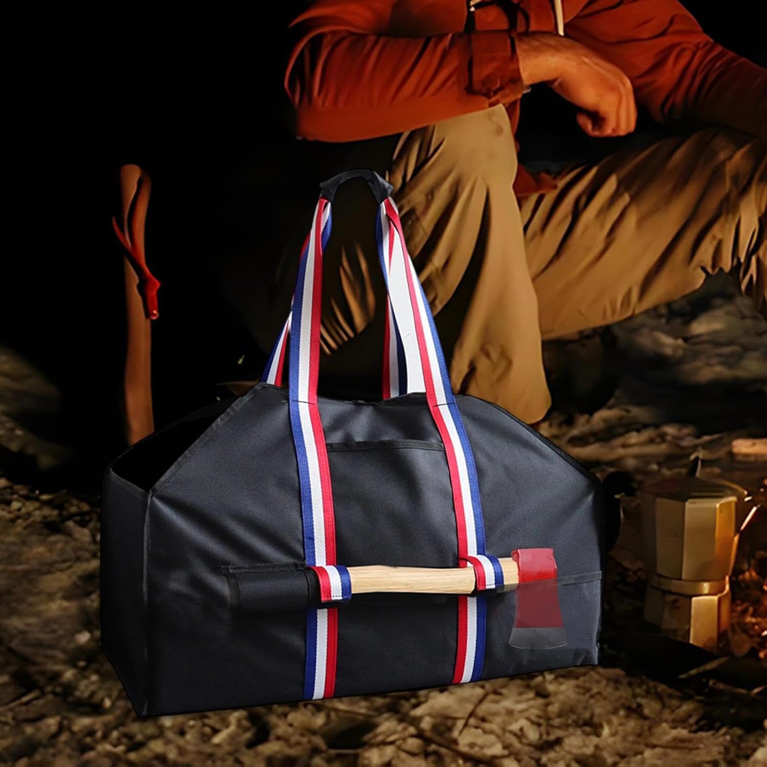 Firewood Carrier Handbag Woodpile Wood Basket Fireplace Wood Holder Log Tote for Picnic Indoor Backpacking Hiking Fishing