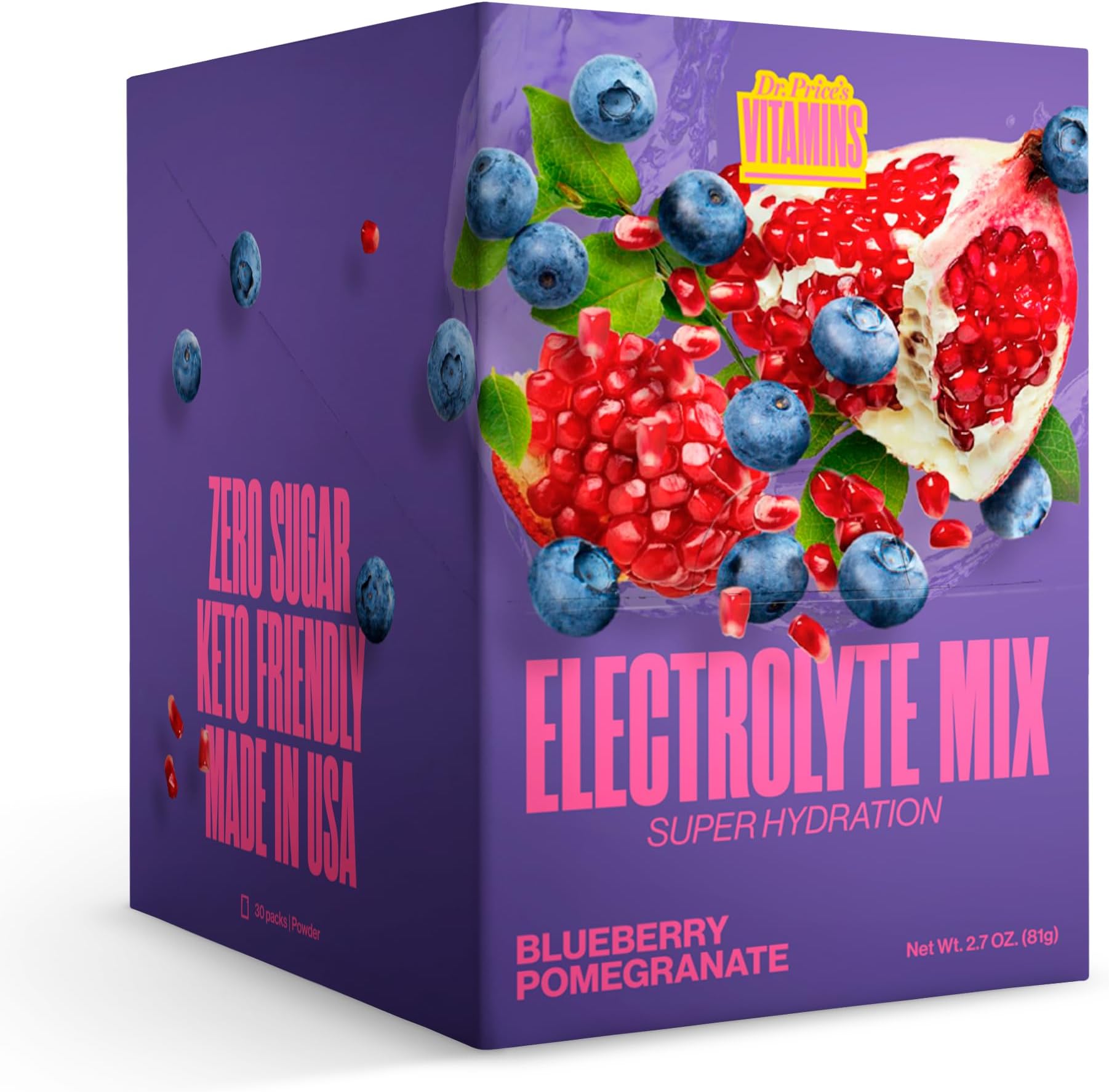 Electrolyte Mix: Super Hydration Formula + Trace Minerals | NEW! Blueberry Pomegranate Flavor (30 powder packets) Drink Mix | Dr. Price's Vitamins by Dr. Price's Vitamins