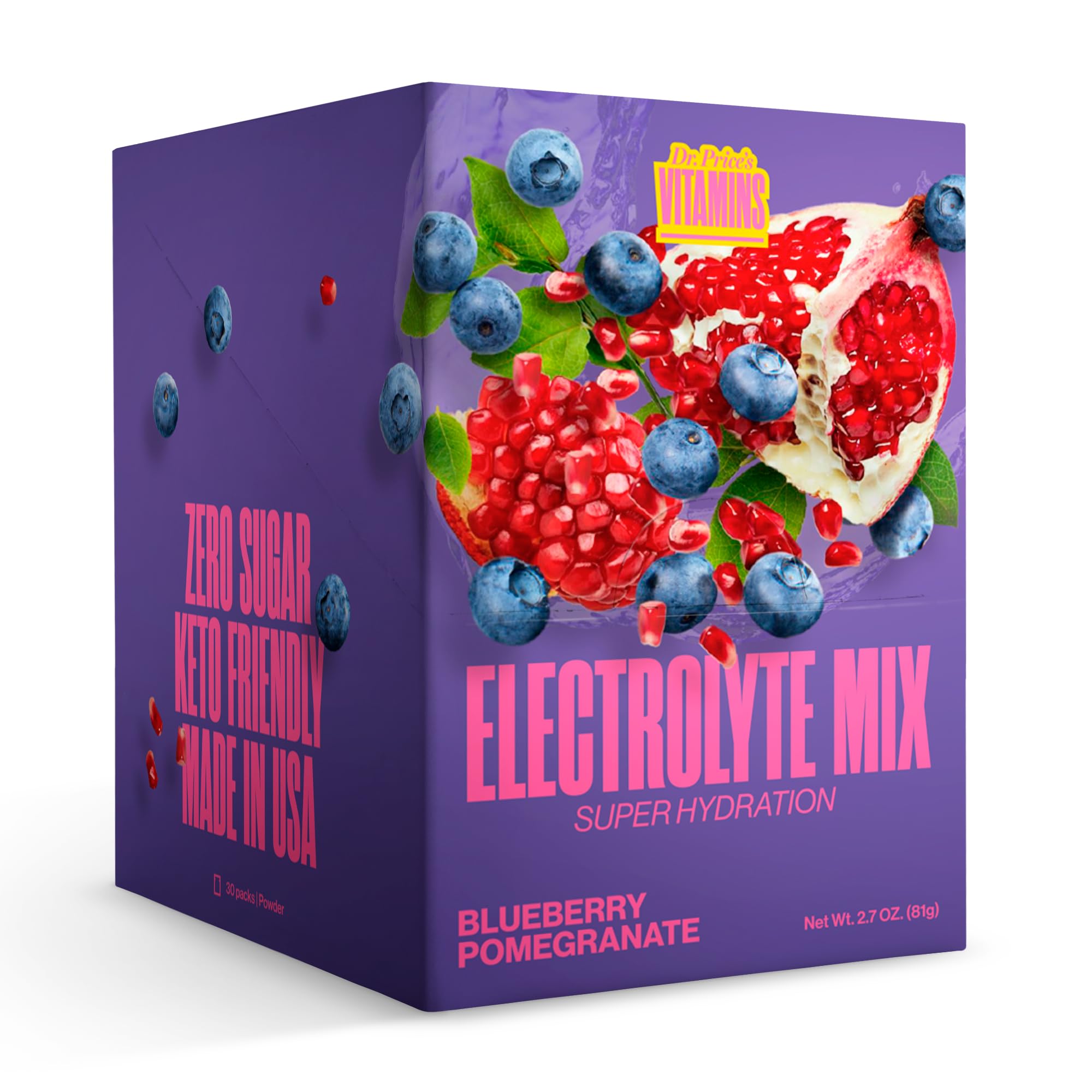 Electrolyte Mix: Super Hydration Formula + Trace Minerals | NEW! Blueberry Pomegranate Flavor (30 powder packets) Drink Mix | Dr. Price's Vitamins by Dr. Price's Vitamins