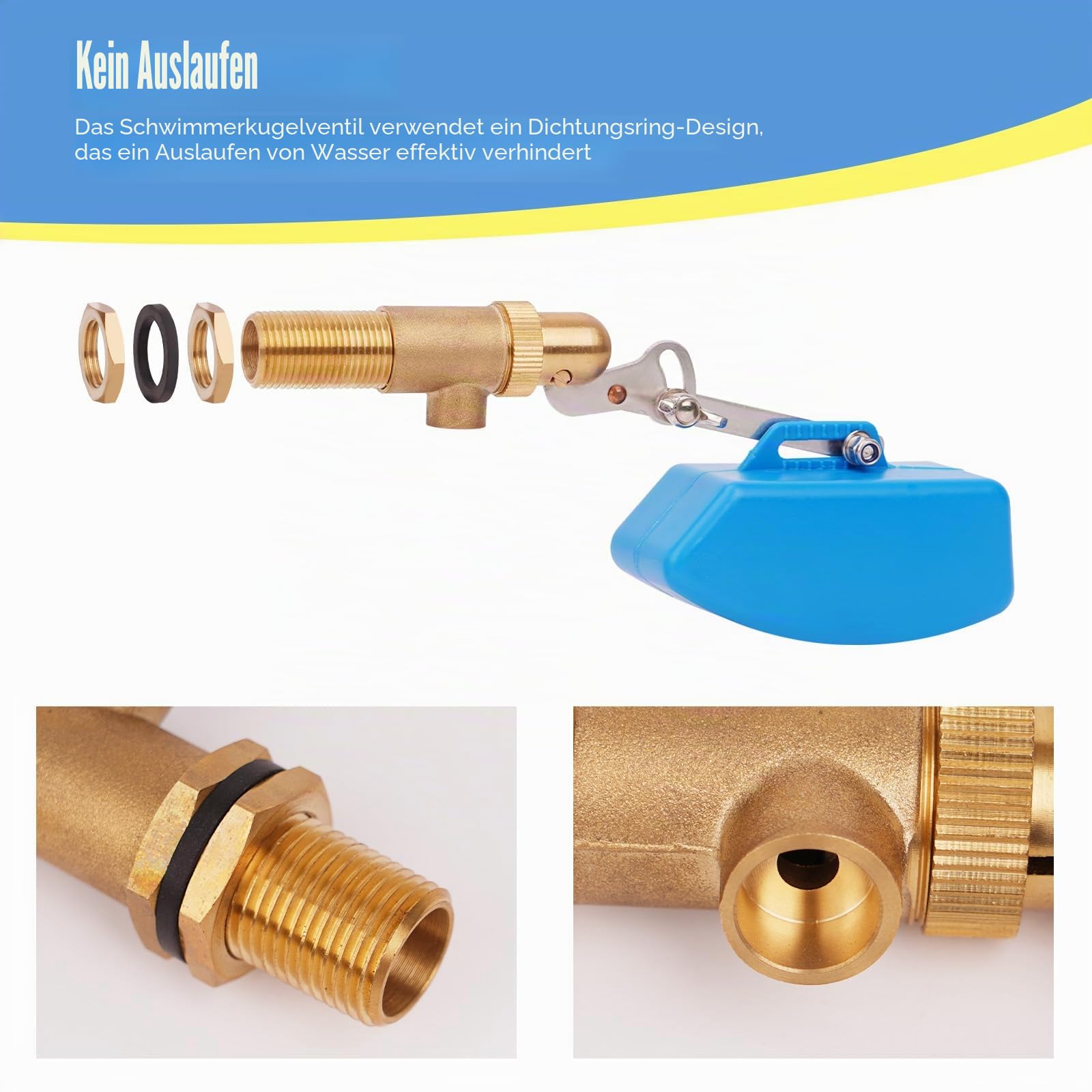 1/2" Schwimmerventil Aus Messing 1/2 Zoll Ventil mit Schwimmer mit verstellbarem Arm Auto Fill Feed Befeuchter Für Automatische Viehtränken Wassertank Aquarien