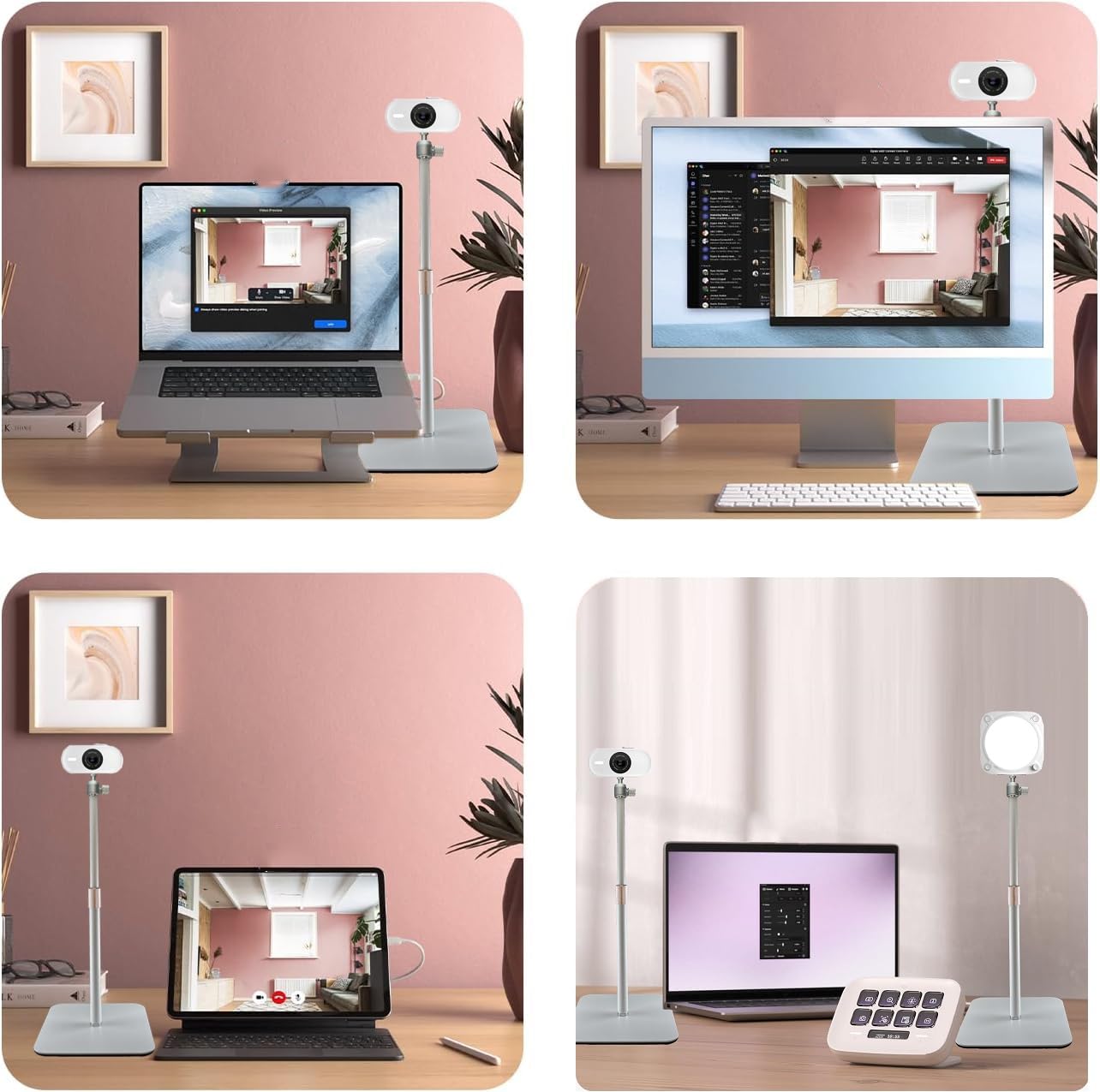 Logitech Brio 100 300 500 C270 C310 StreamCam MX Brio 4K C920 C922 C930 C925 C615 Support magnétique pour Webcam Blanc