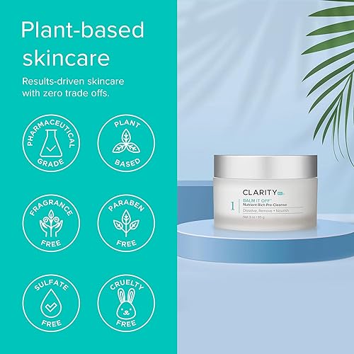 Miniatura 5 de ClarityRx Balm It Off Limpiador facial, prelimpiador natural a base de plantas para todo tipo de piel, disuelve suavemente el maquillaje, la