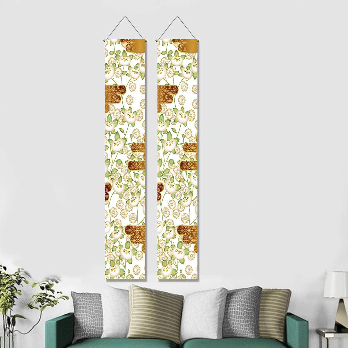 Japanese Tapestry Pair—Butterfly & Plum Blossoms