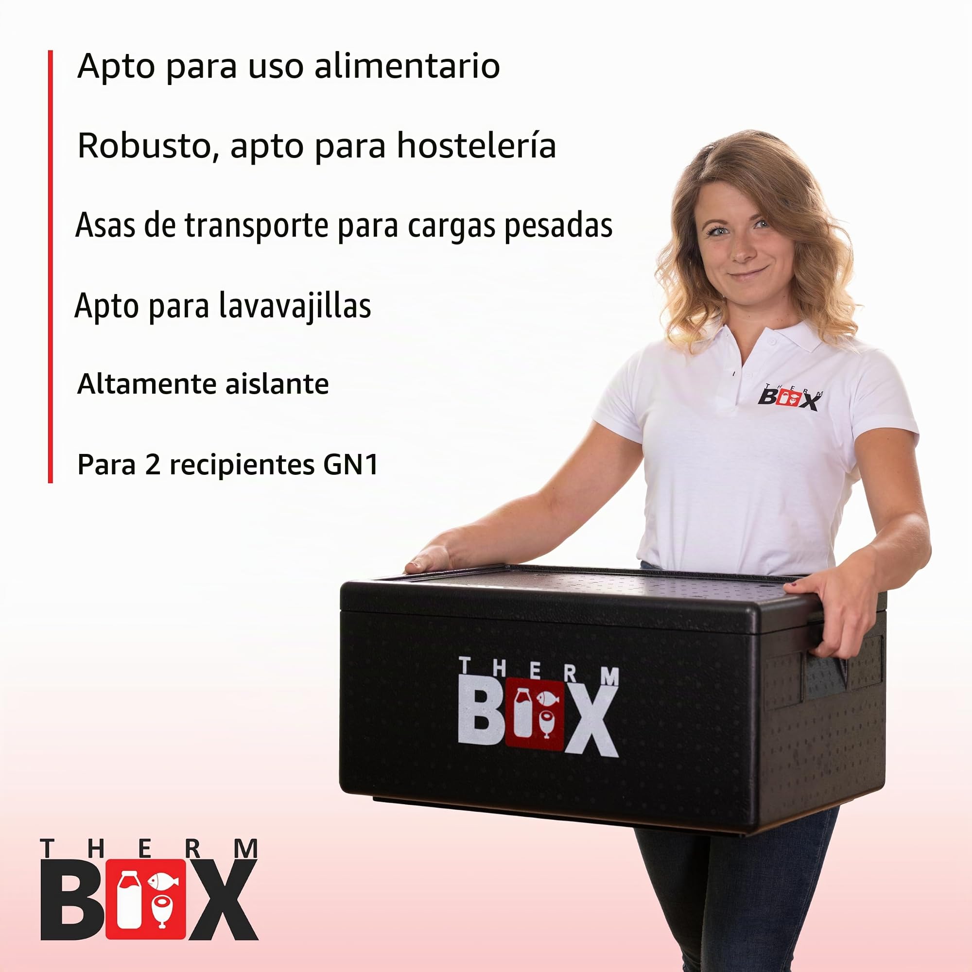 THERM BOX Caja térmica de poliestireno GN 40 L, reutilizable, 53,9 x 34 x 21,5 cm