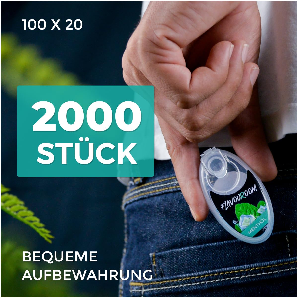 Flavouroom Aroma Click - 2000 Premium Menthol Kugeln Set I Intensiver Flavour Mit Praktischer Box I Einfaches Einsetzen für DIY Filter Erlebnis - Frischer Geschmack