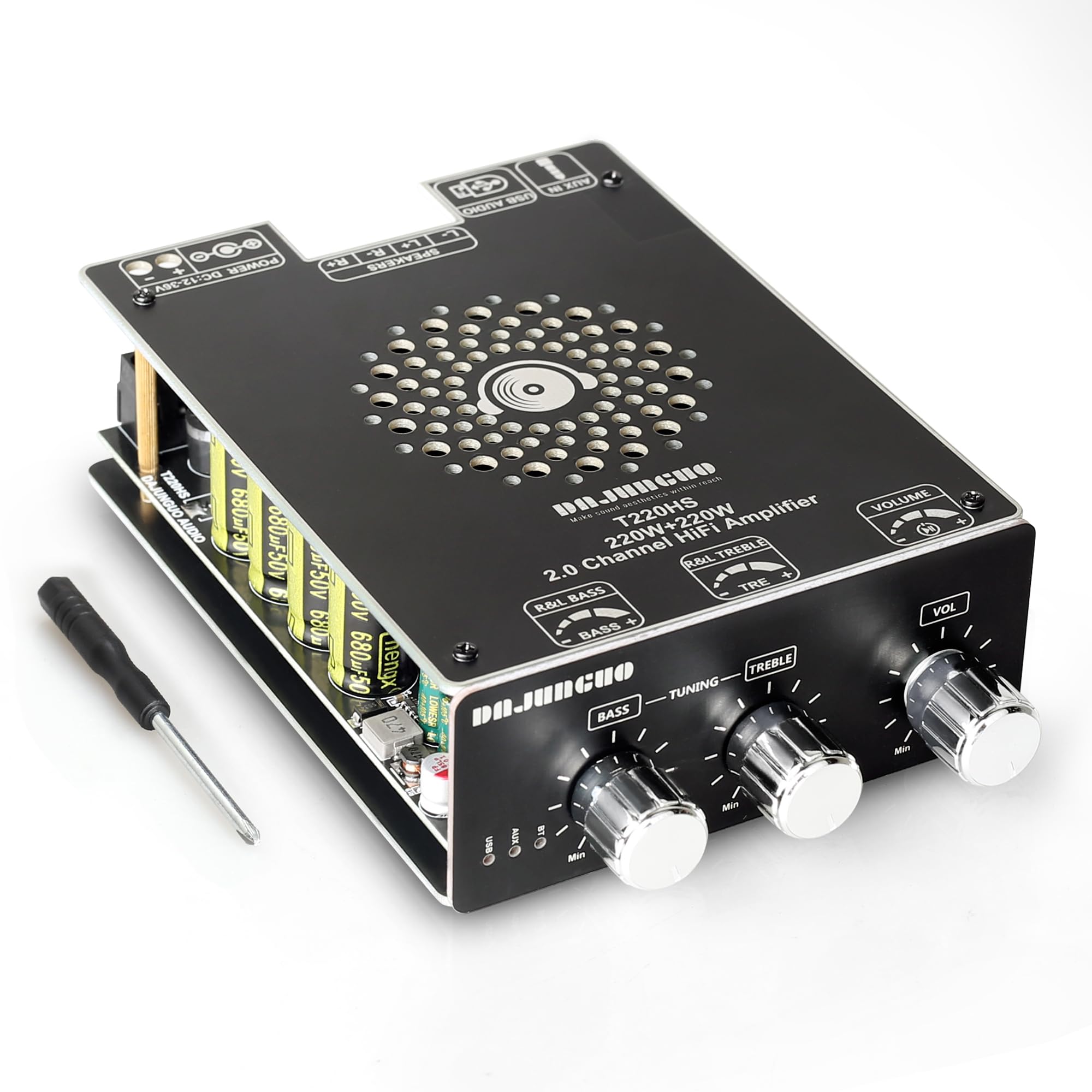 Modulo Amplificatore Stereo Bluetooth 20Wx2 Con Manopola Stepless E Custodia – Ingresso AUX + App
