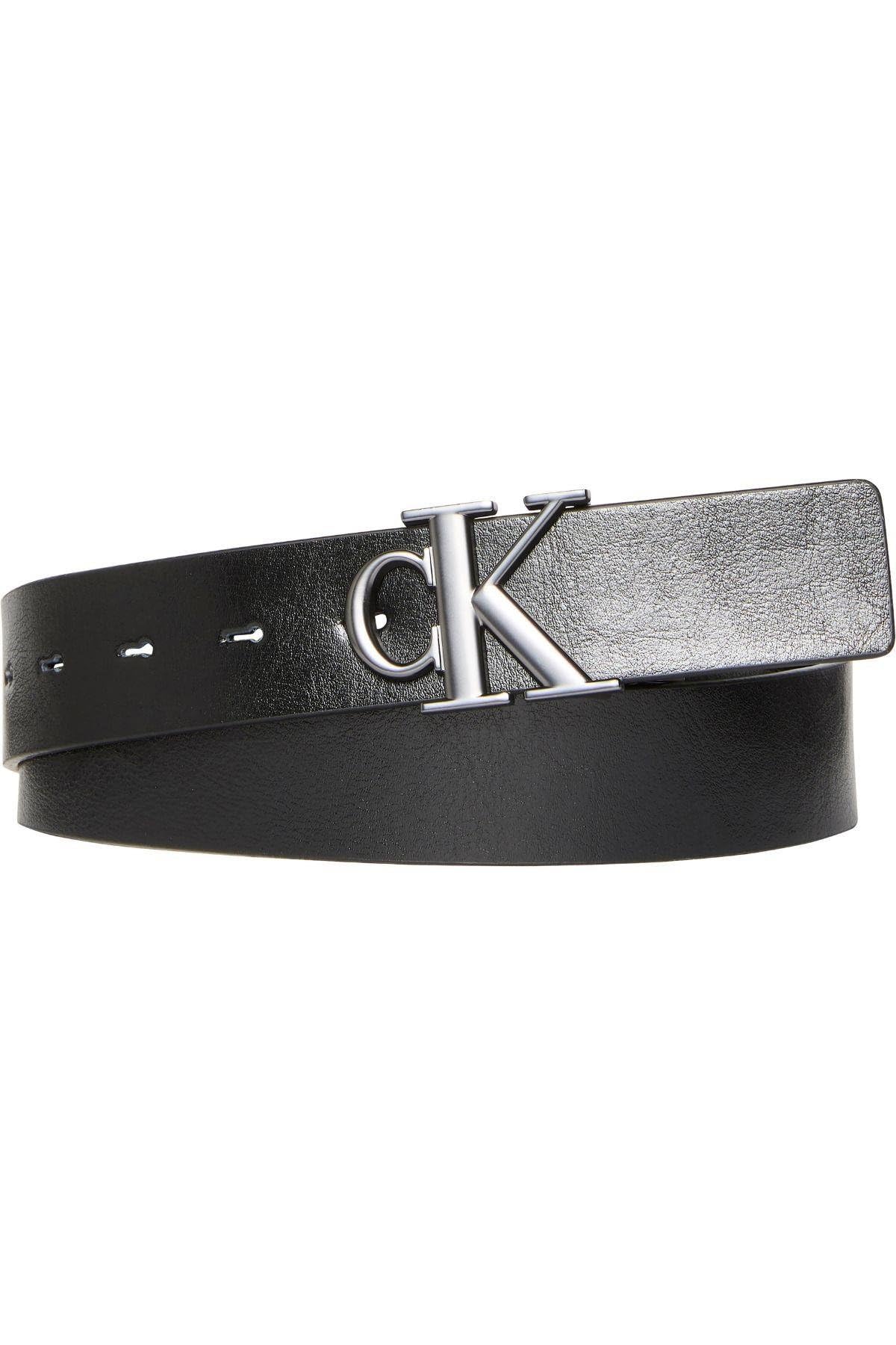Calvin Klein Jeans Men's MNGRM PLQ BCKL 35MM LV04G7033G Belts, Black (Black/Black AOP/Matte Gunmetal), 90