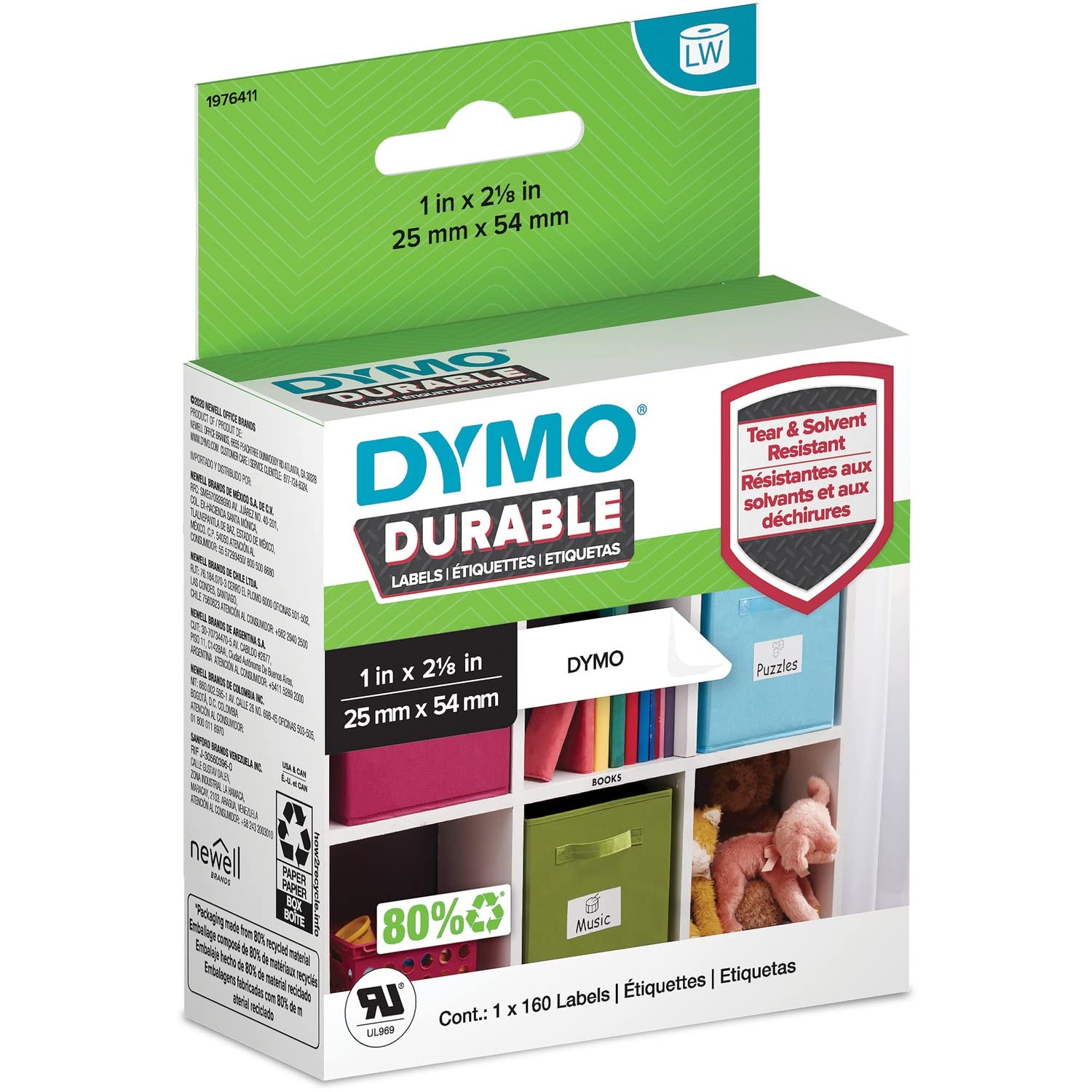 Dymo+LabelWriter+Labels+-+Permanent+Adhesive+-+1+Width+x+2.13+Length+-+160+%2f+Roll+-+Thermal+Transfer+-+White+-+Plastic%2c+Polypropylene+-+160+%2f+Roll