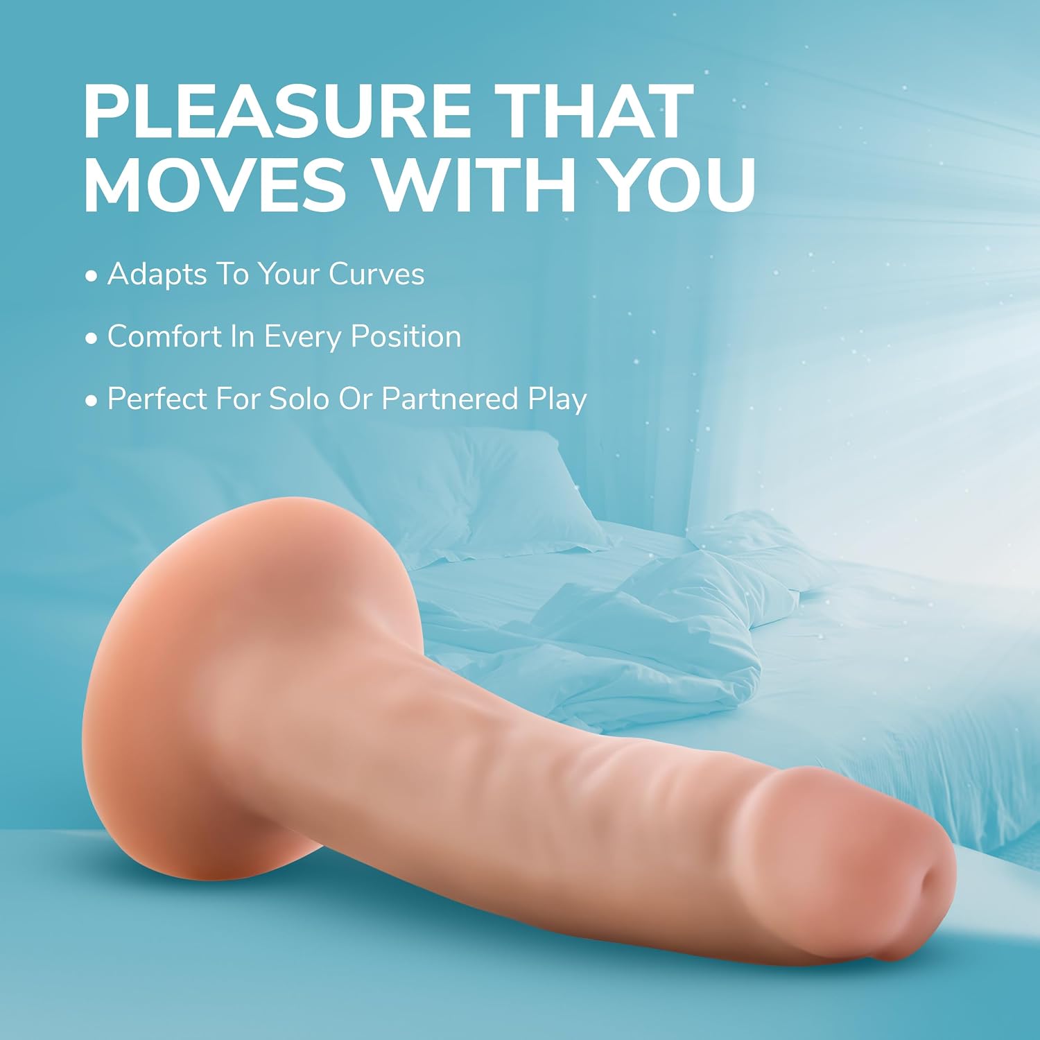 Eden 5" Realistic Dildo for Beginners - Triple Density, Ultra-Soft Posable Shaft for G Spot Anal Play, Hands-Free Suction Cup Base, Strap-On Compatible - Adult Sex Toy for Men, Women & Couple - Beige