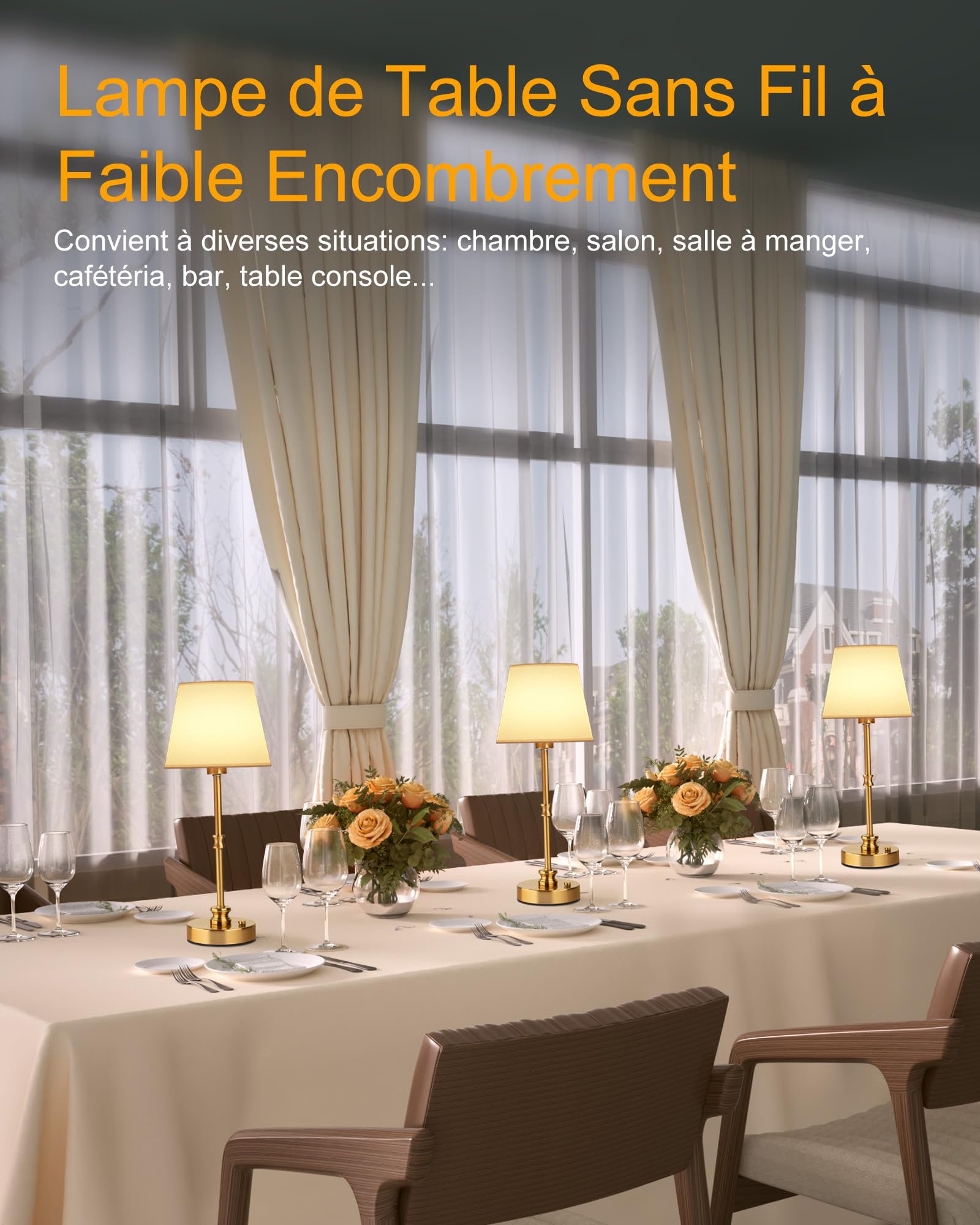 EppieBasic Lampe De Table Sans Fil, 5200 MAh, Fonctionne Avec