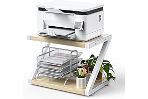 HUANUO Small Table for Printer with Wood Shelves