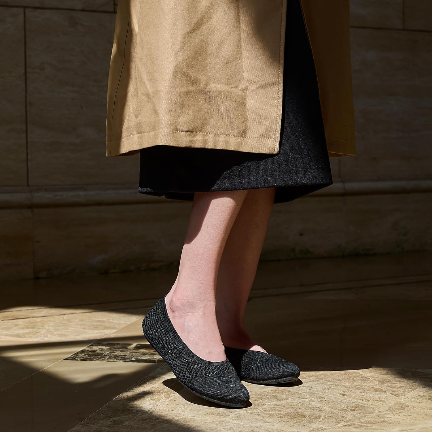 konhill Women’s Ballet Flat Shoes, Round Toe Knit Slip On Ballerina Walking Flats, Lightweight Women Dress Shoes for Work, Travel, Casual, Walking - Image 2