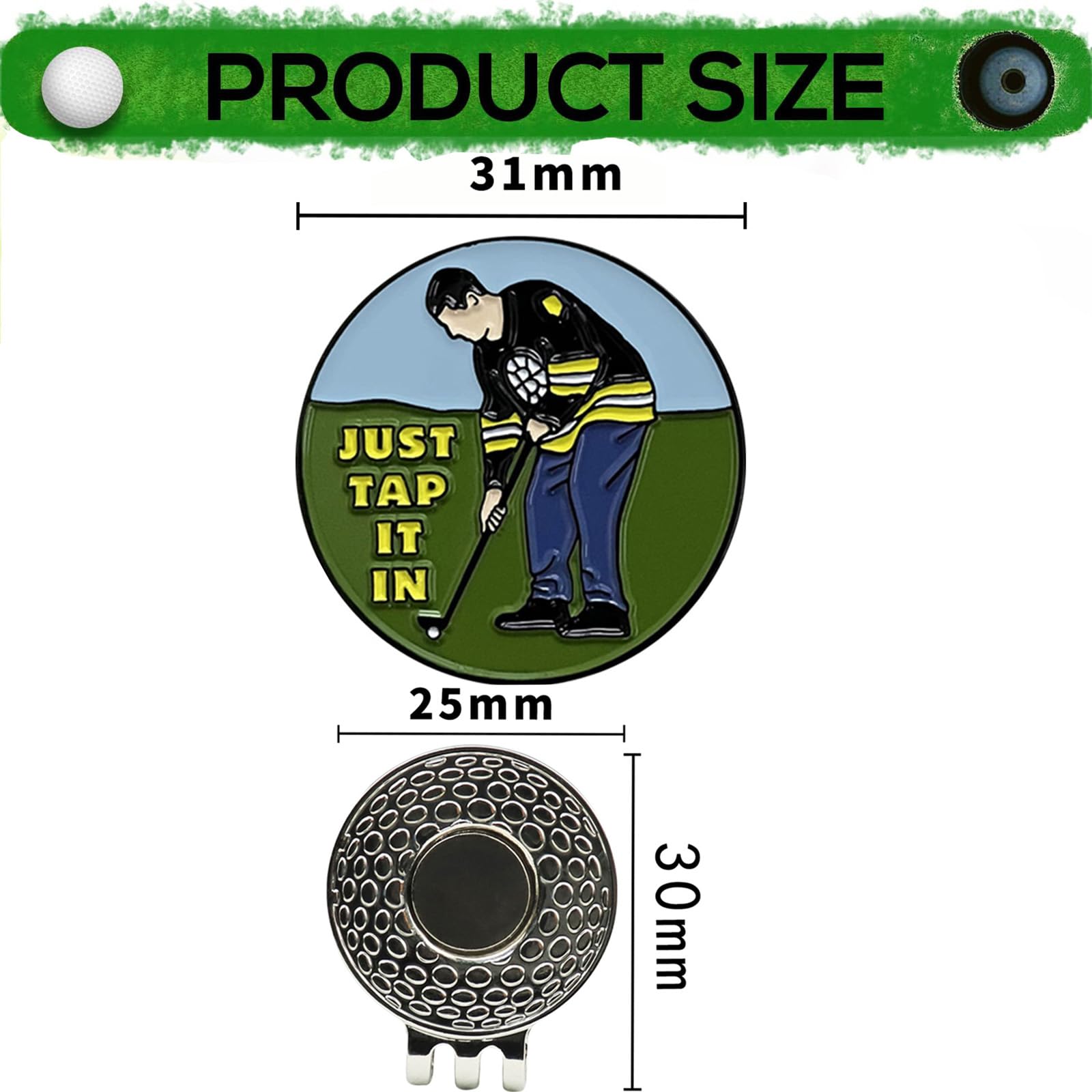 HREDZEO Magnetic Golf Ball Marker Hat Clip,Golf Hat Clip Marker with Magnetic Ball Golf Markers Ball Marker for Men Women Golfers Sports Golf Accessories Silver - Image 2