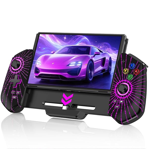 KICKDOT Switch Controller with Hall Joystick for Nintendo Switch/OLED, One-Piece Wired Switch Pro Control with Turbo/4 Game Slot/Vibration, Handheld Joypad Controller for Nintendo Switch Controller