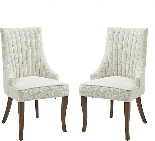 Miniatura 41 de Aoowow Juego de 4 sillas de comedor tapizadas de mezcla de lino, sillas de comedor copetudas con canales para cocina, patas de madera maciza, sillas