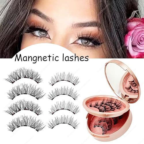 Miniatura 5 de Pestañas magnéticas sin delineador de ojos, pestañas postizas magnéticas dobles 3D, extensión de aspecto natural, peso ligero y reutilizable, kit de