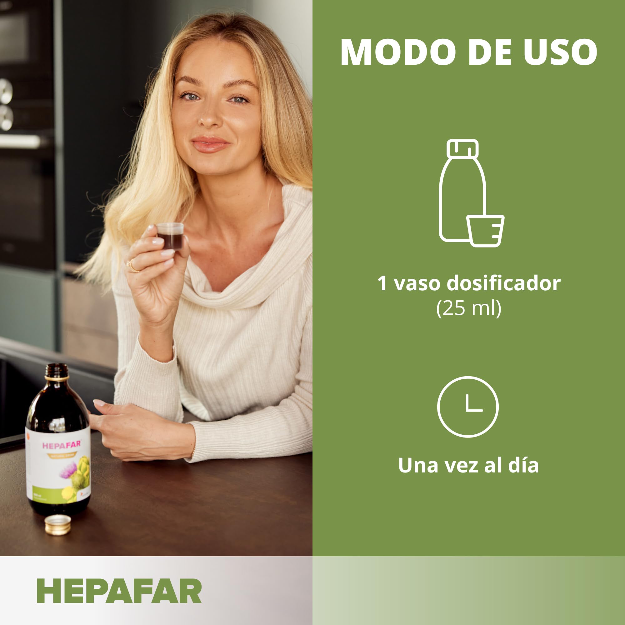 Cardo Mariano, Te Verde, Alcachofa, Diente de Leon y Manganeso - 2 x 500 ml para 40 Días - Apoyo Hepatico - Hepafar Drink Sensilab