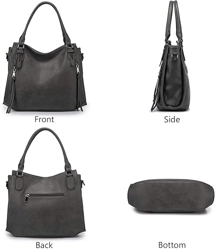 Vista 2 de Realer Bolsos de mano para mujer, bolso de hombro grande cruzado de piel sintética vegana, con fundacartera