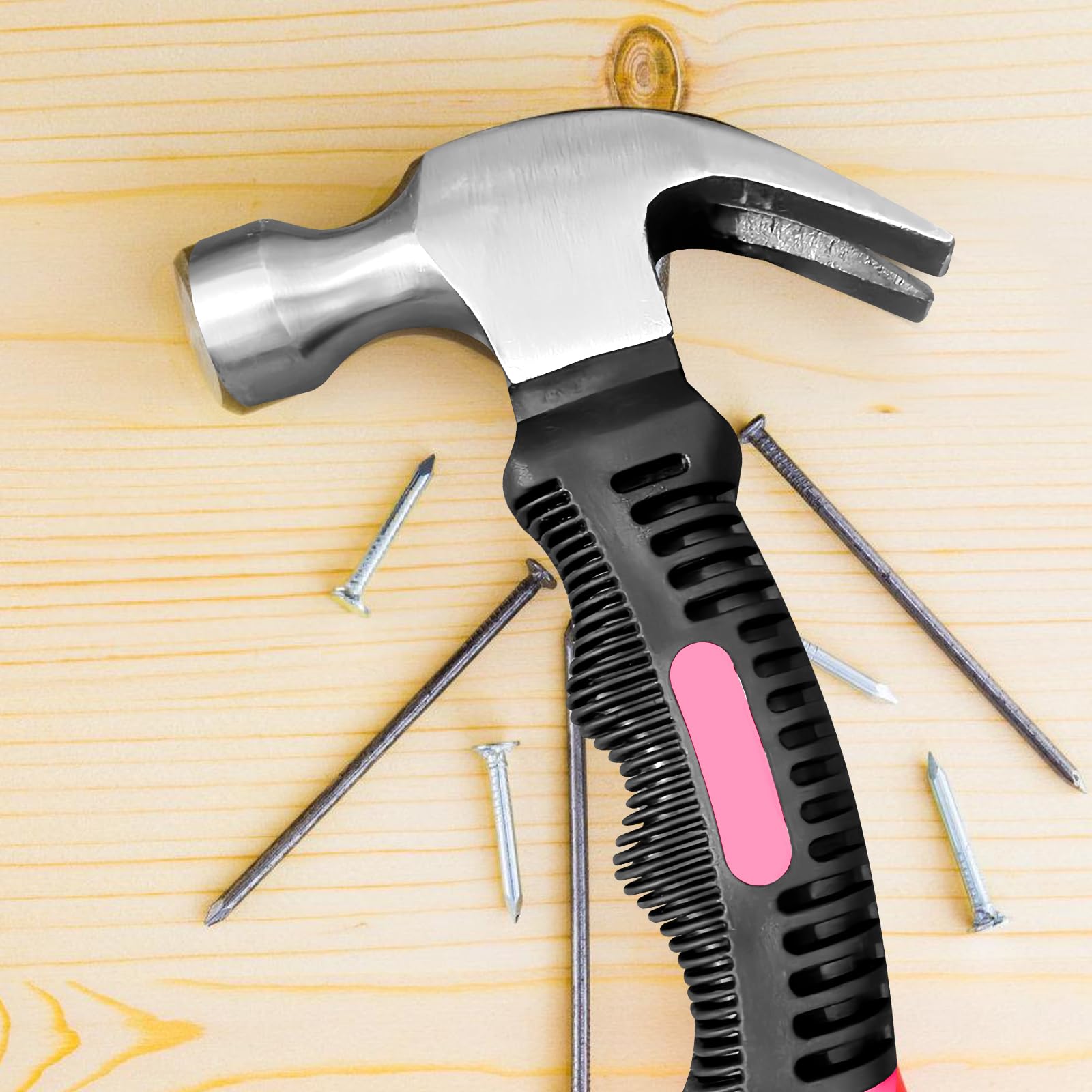 Martello da carpentiere 560, piccolo set di chiodi, mini martello con chiodi hardware, piccolo martello da carpentiere con manico antiscivolo per fai da te, lavori di legno, campeggio
