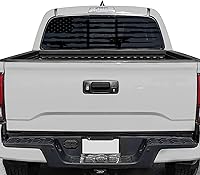 Vista 2 de Calcomanía para ventana trasera de la bandera estadounidense para camiones y SUV (66 x 17 pulgadas), calcomanía negra de la bandera de la antigua