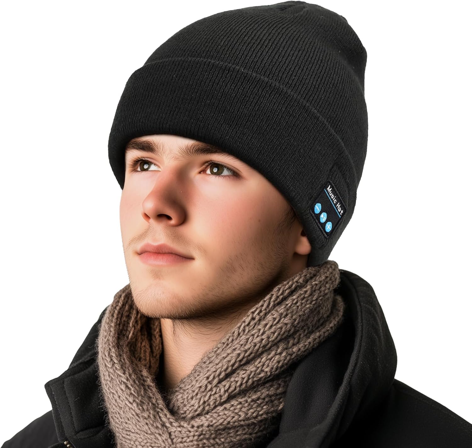 Bluetooth Beanie for Men Women, Beanie with Bluetooth Headphones, Built-in Mic, Gifts for Men Women Black