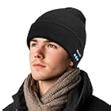 Bluetooth Beanie for Men Women, Beanie with Bluetooth Headphones, Built-in Mic, Gifts for Men Women Black
