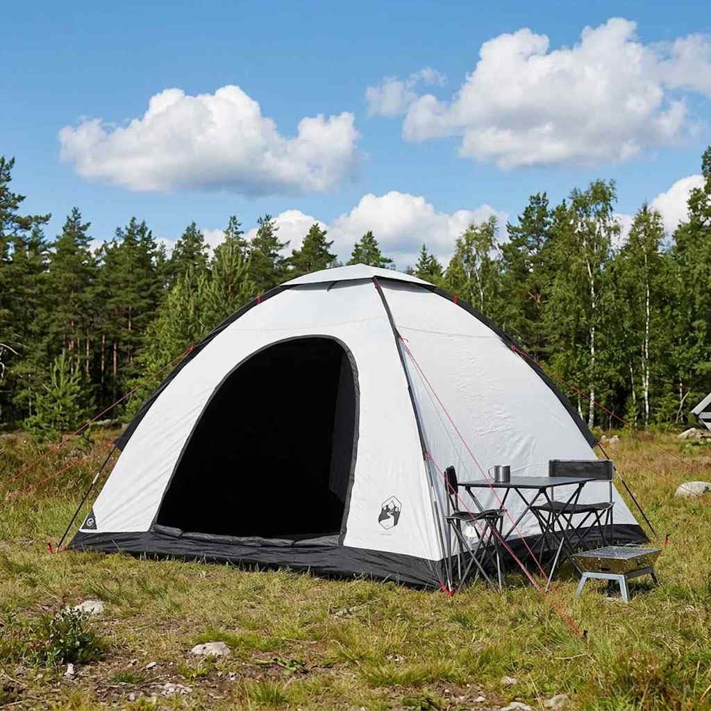 Tienda de campaña con techo blanco apagón 275 x 215 x 125 cm, 1 habitación, poliéster impermeable para 4 personas, fácil para familias, camping al aire libre para verano